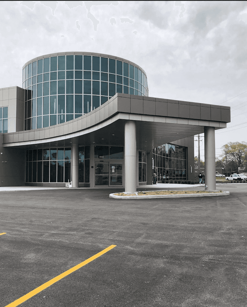 Glass building facade